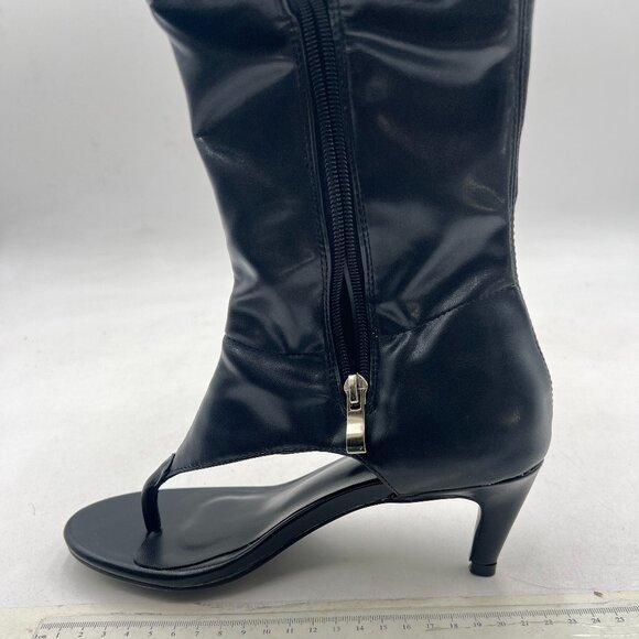 Black Fashion Ankle Boots Round Toe Sandals Low Heels Flip Flop Zippers Shoes - Picture 2 of 8